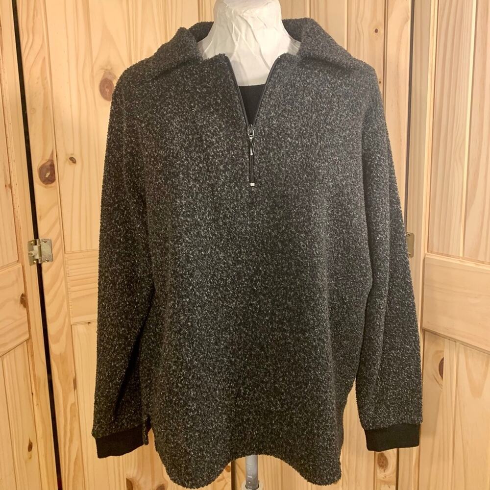 I Active 1/4 Zip Pullover Sweater Top Womens L Gray Heathered Layered Lined Soft - Picture 11 of 12